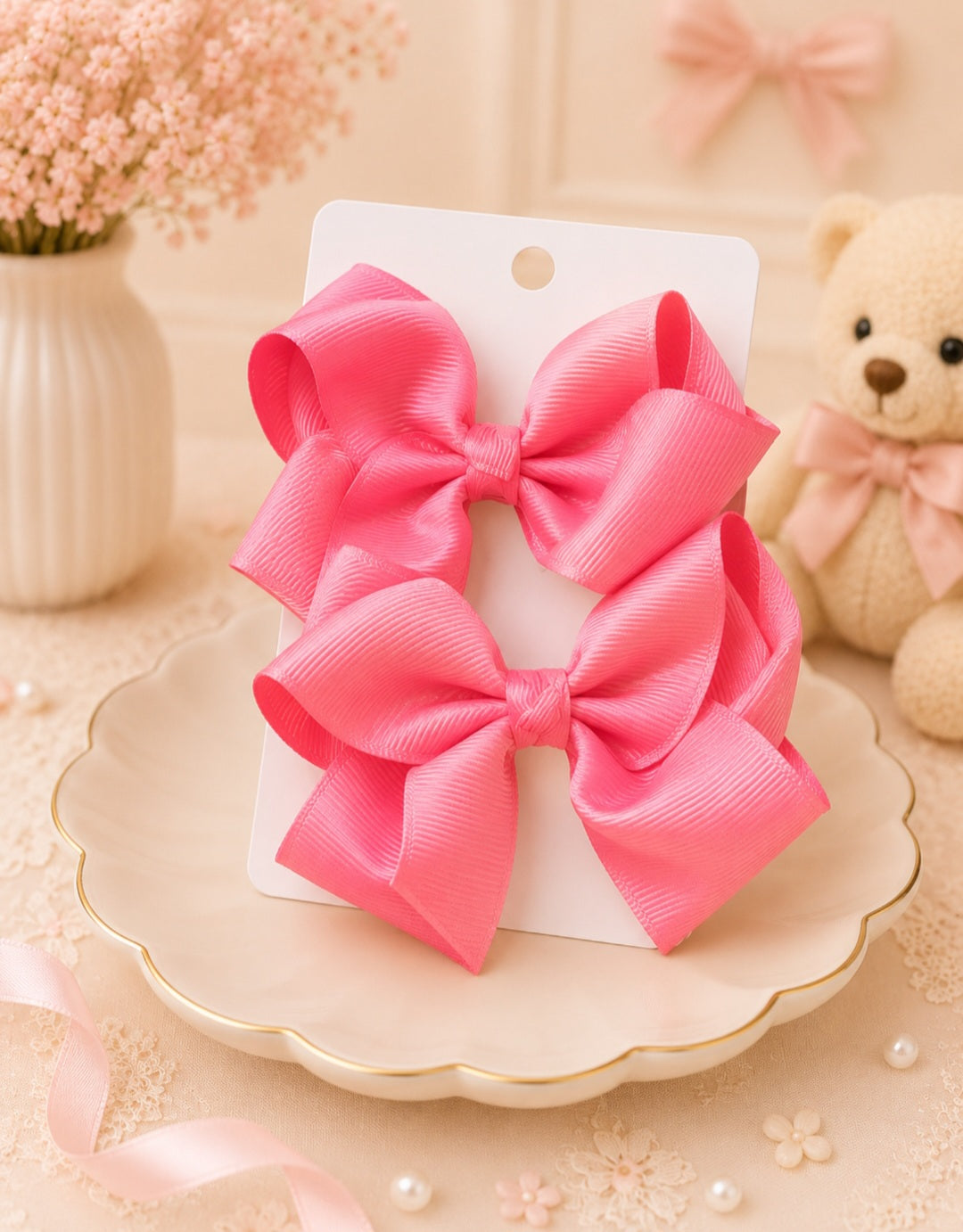Pigtail Bows: 4 inch