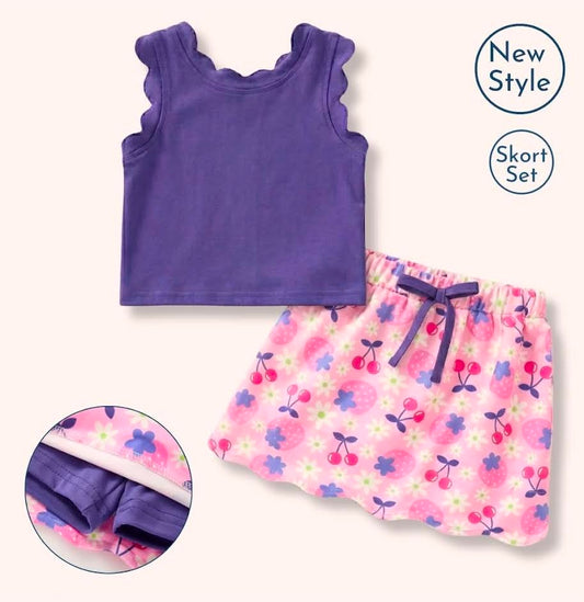 Pete + Lucy: Strawberries and Daisies Skort Set