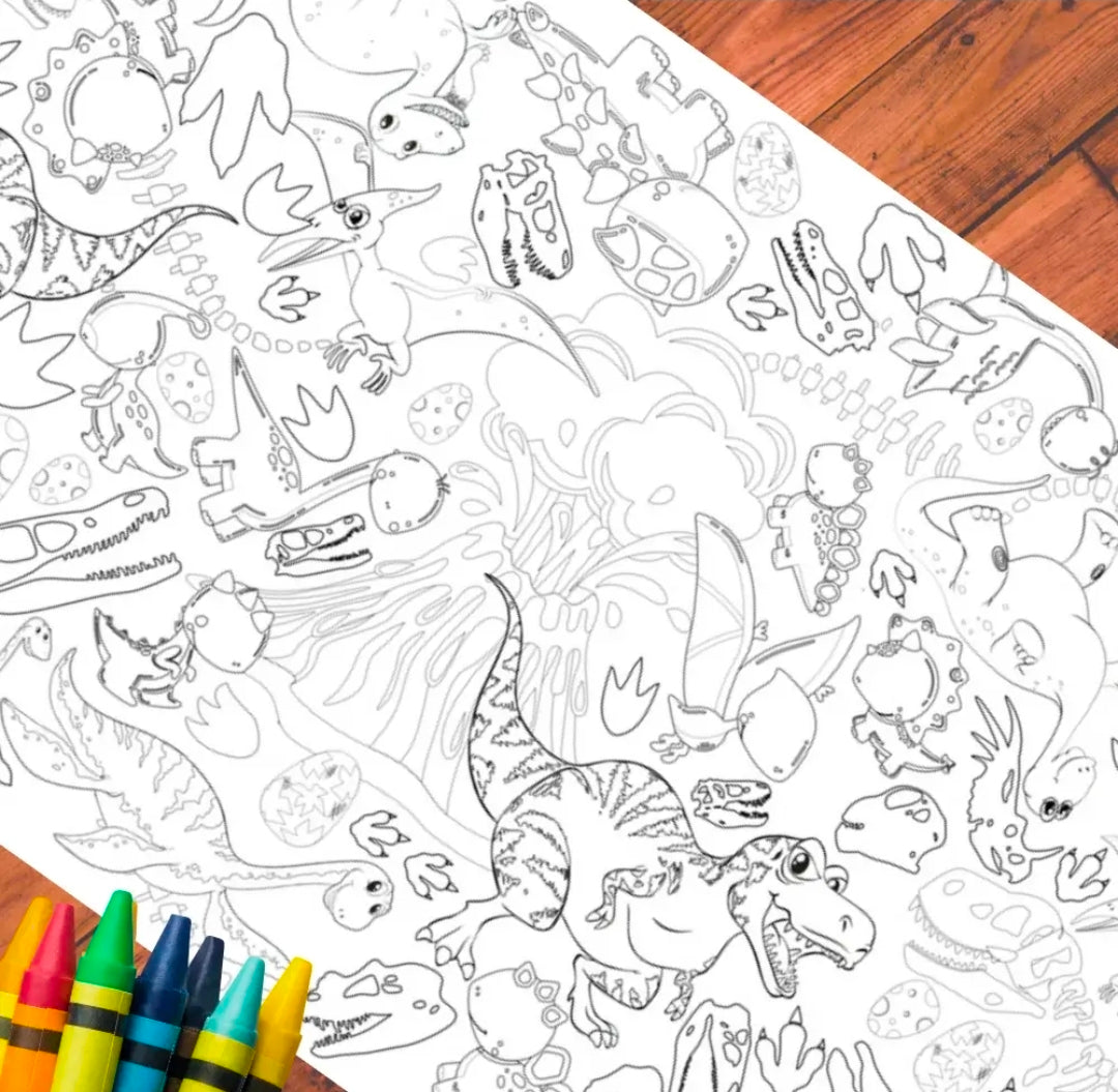 Dinosaur Paper Coloring Tablecloth