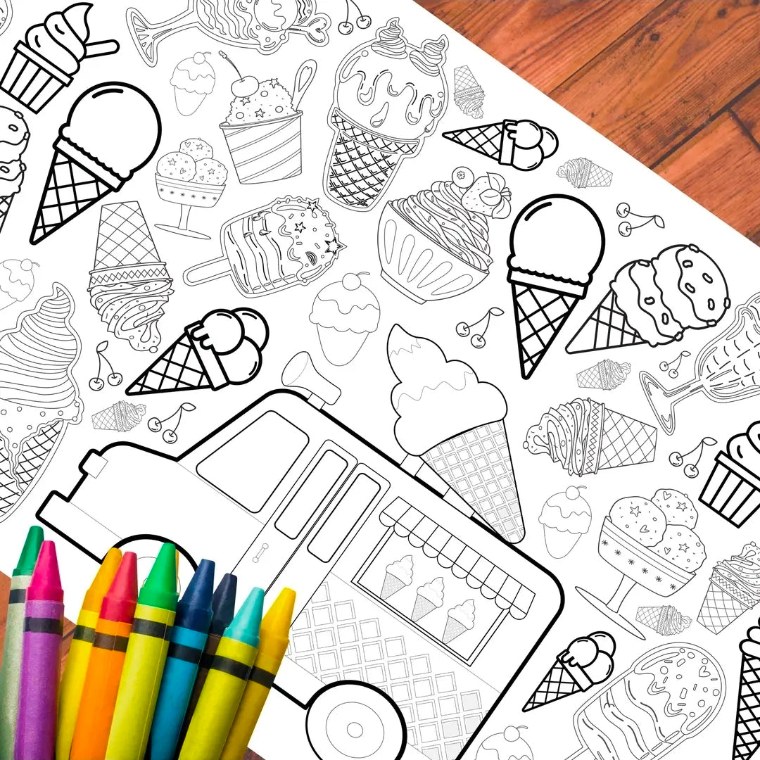 Ice Cream Paper Coloring Tablecloth