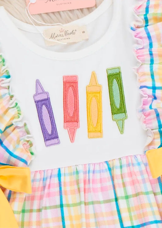 Colorful Crayon Plaid 2-Piece Outfit (Pre-Order)