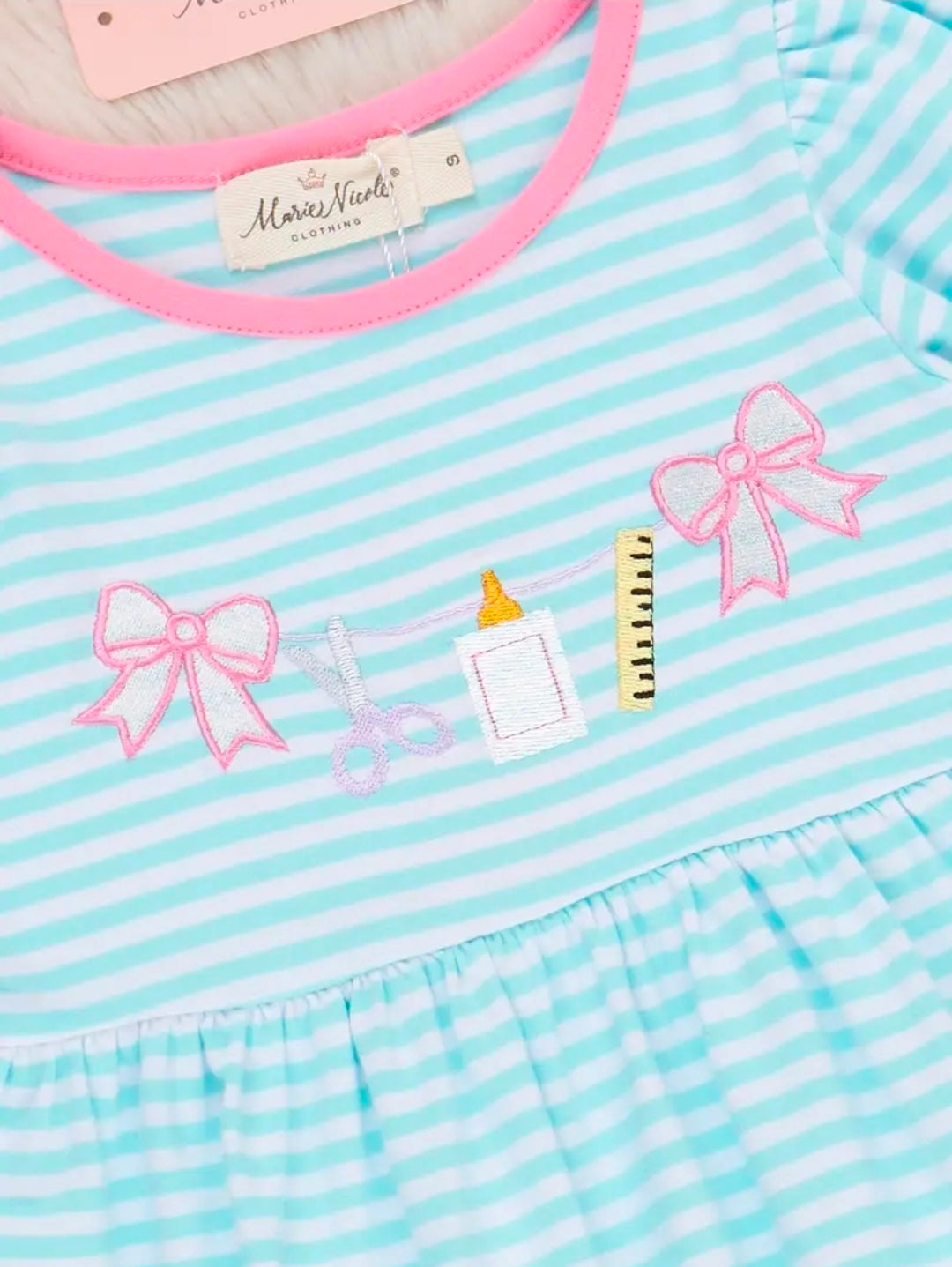 Classroom Bows Striped Ruffle Outfit (Pre-Order)