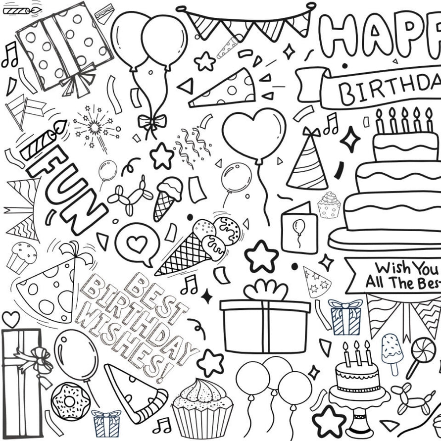 Birthday Party Coloring Tablecloth | Kids Activity