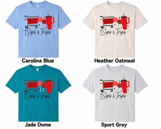 Sips and Trips Adult Shirt (Gildan SoftStyle)