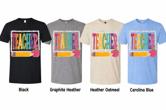 Teacher with Pencil/Apple Adult Shirt (Gildan SoftStyle)