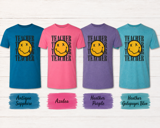Teacher Smiley Face Adult Shirt (Gildan SoftStyle)