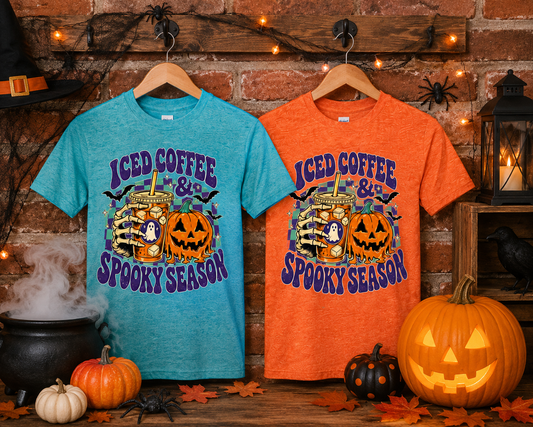Iced Coffee & Spooky Season Adult Shirt (Gildan SoftStyle)