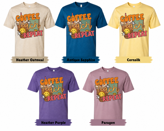 Coffee Teach Repeat Adult Shirt (Gildan SoftStyle)