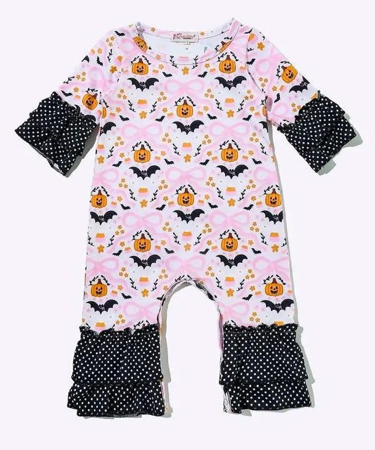 Halloween Bats and Pumpkins Romper