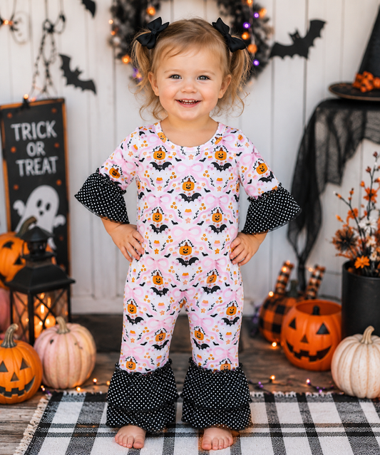 Halloween Bats and Pumpkins Romper