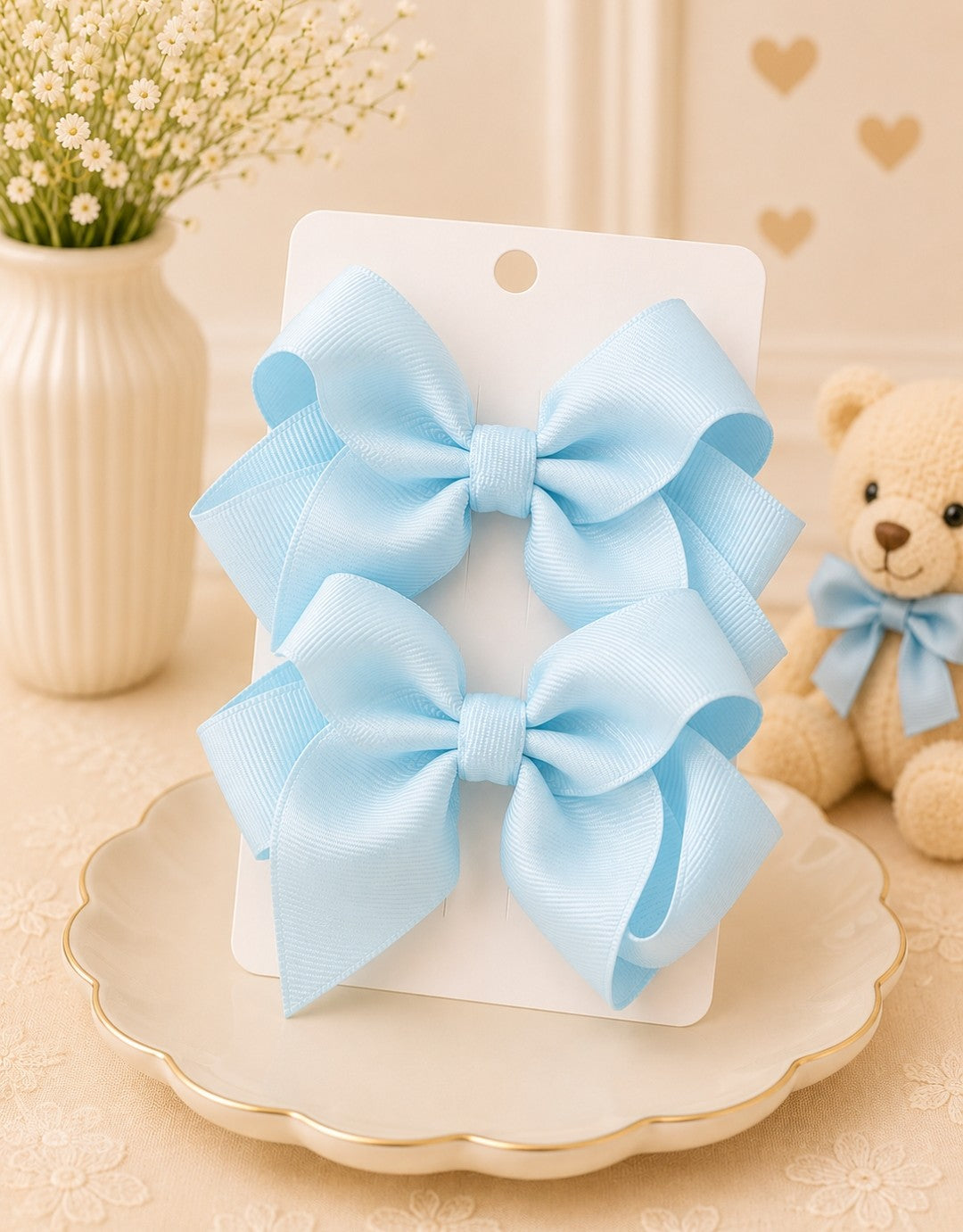 Pigtail Bows: 4 inch