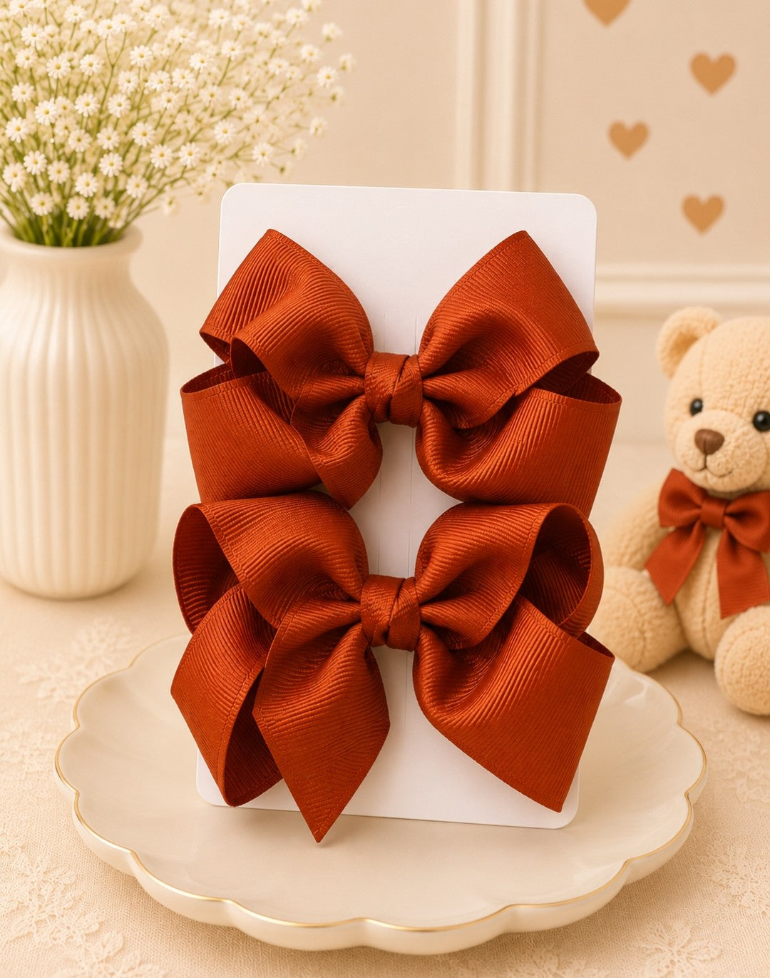 Pigtail Bows: 4 inch