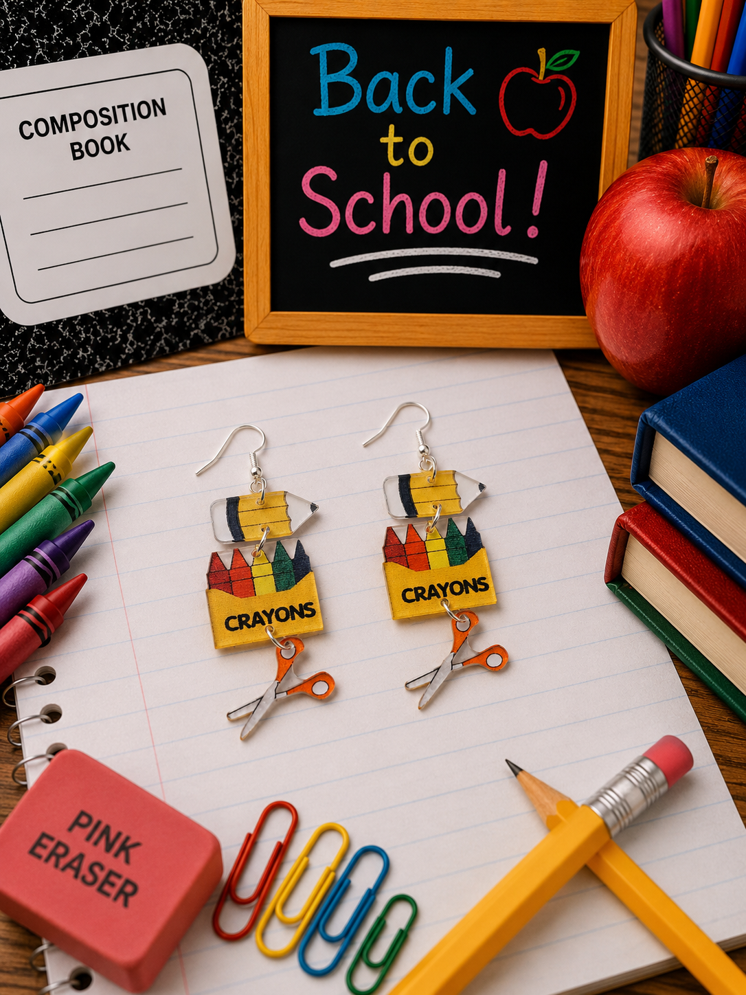 Back-to-School Acrylic Earrings