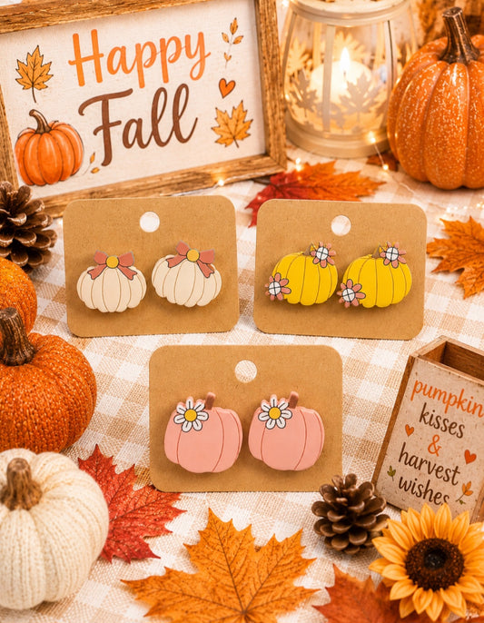 Fall Pumpkin Stud Earrings