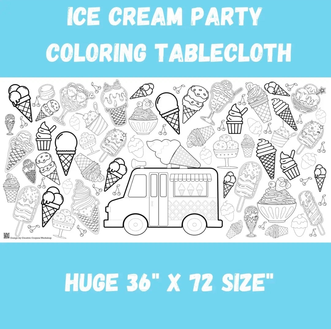 Ice Cream Paper Coloring Tablecloth