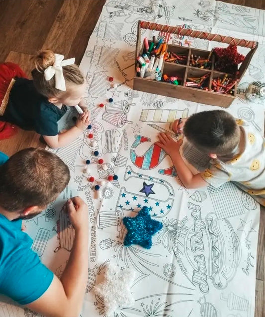 USA Patriotic Paper Coloring Tablecloth