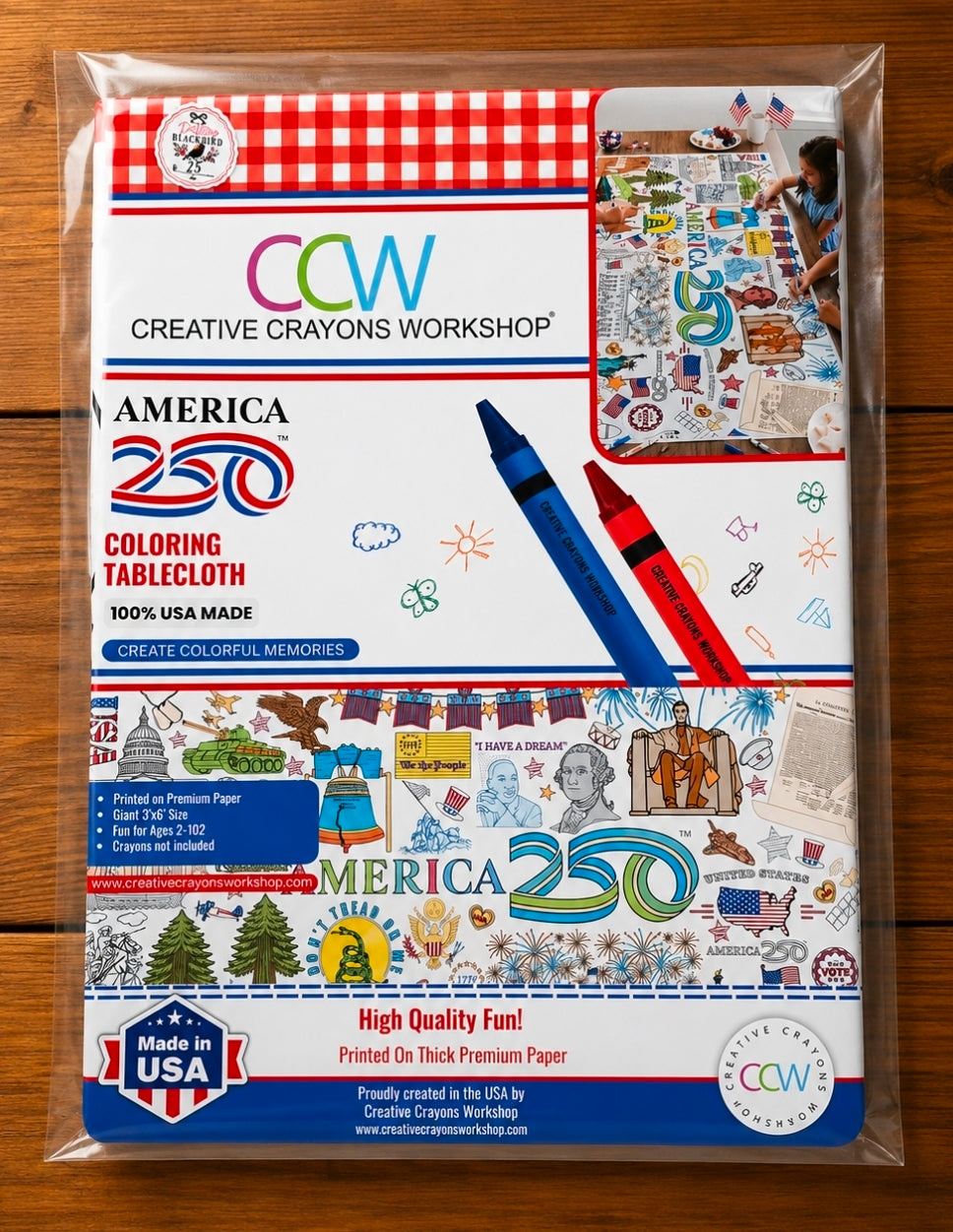 USA Patriotic Paper Coloring Tablecloth