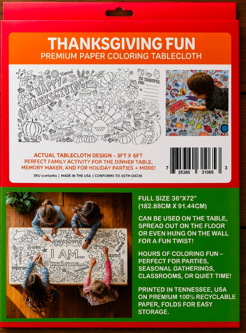 Thanksgiving Paper Coloring Tablecloth