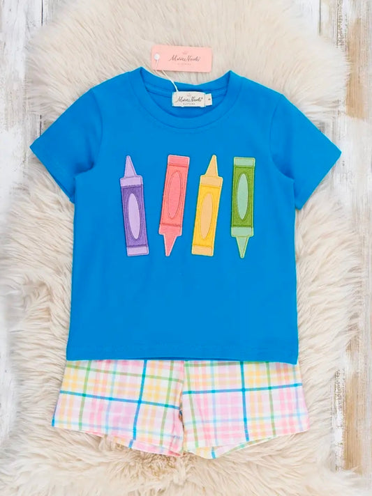 Colorful Crayon Plaid Outfit (Pre-Order)