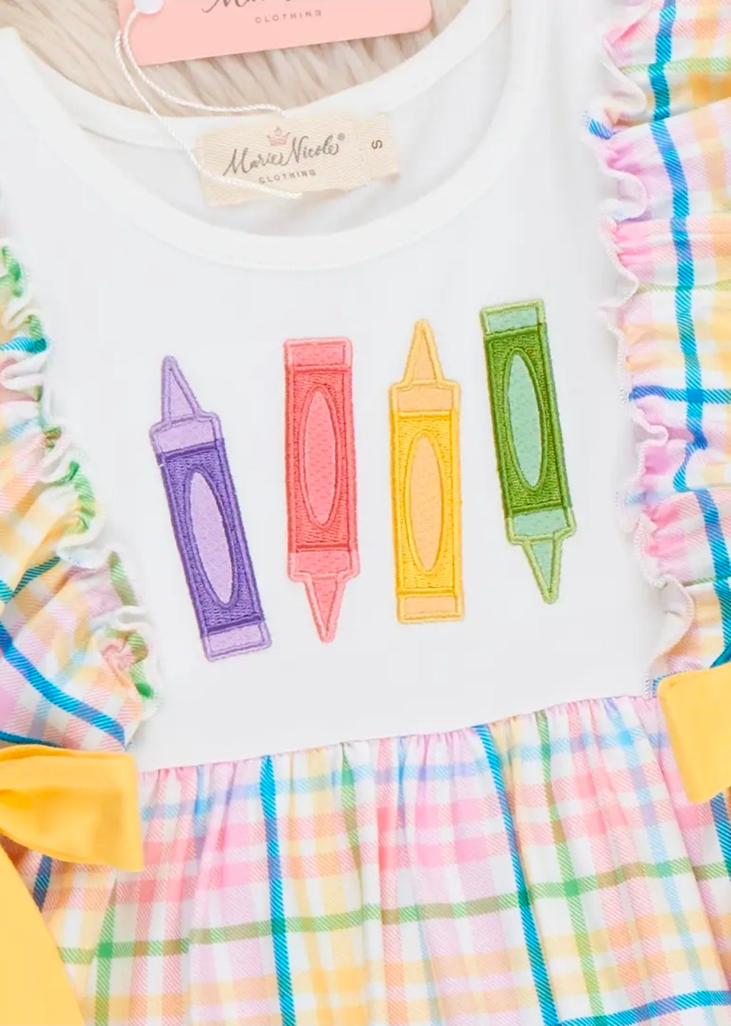 Colorful Crayon Plaid Bow Dress (Pre-Order)