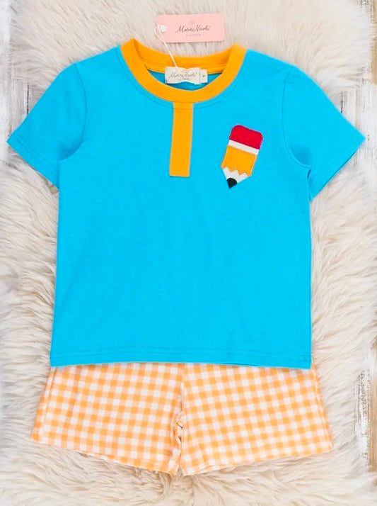 Pencil Embroidered Plaid Outfit (Pre-Order)