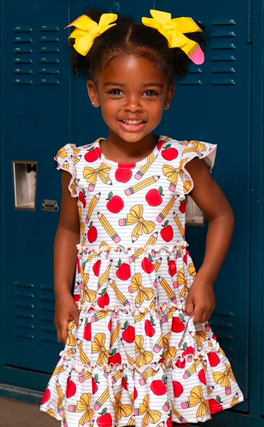 Little Learner Bow Ruffle Dress (Pre-Order)