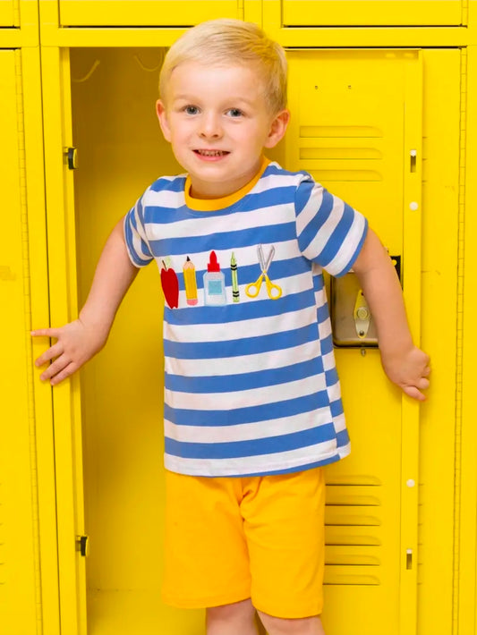 Blue and Yellow School Supplies Outfit (Pre-Order)