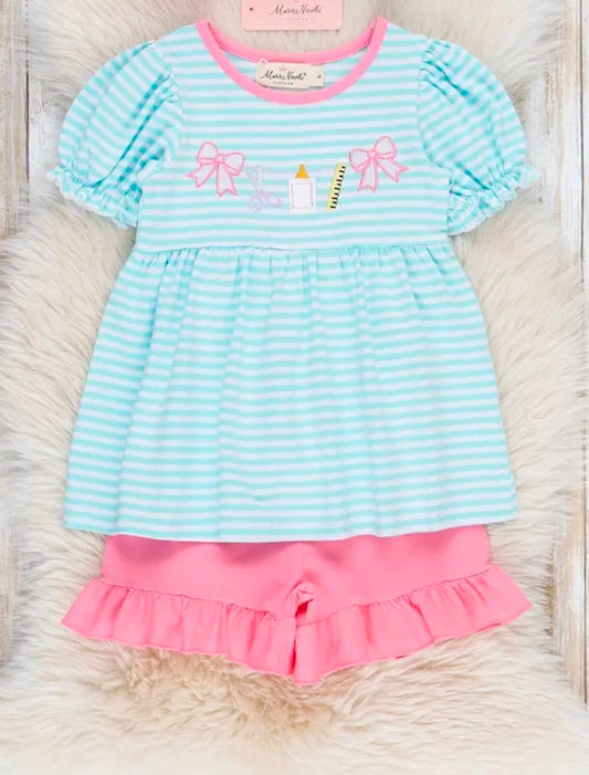 Classroom Bows Striped Ruffle Outfit (Pre-Order)