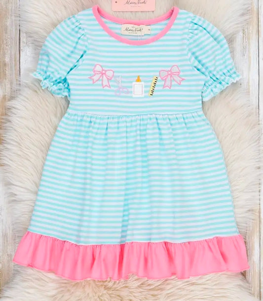 Classroom Bows Striped Ruffle Dress (Pre-Order)