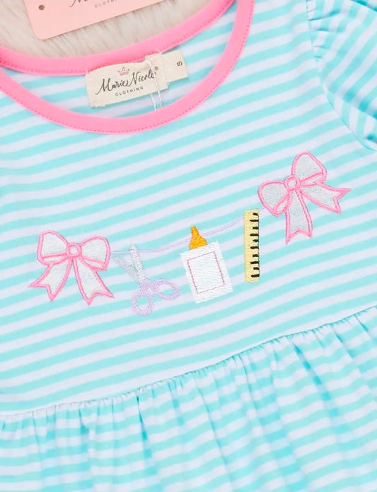 Classroom Bows Striped Ruffle Dress (Pre-Order)