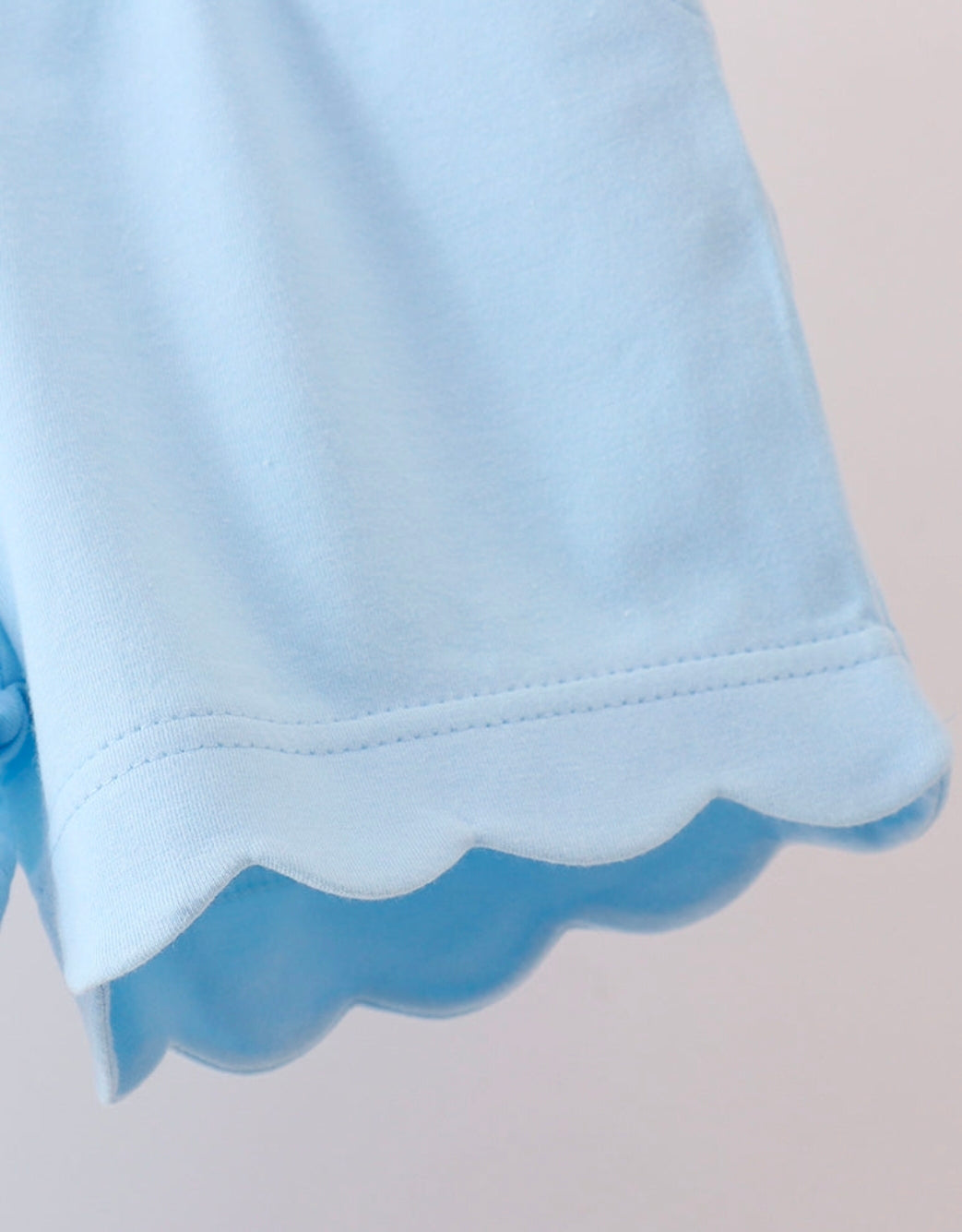 Blue Scalloped Shorts Set