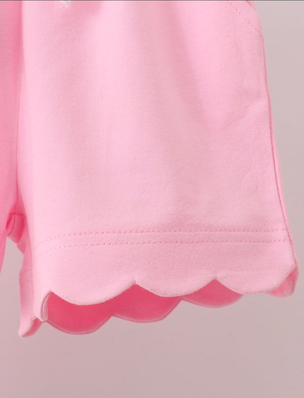 Pink Scalloped Shorts Set