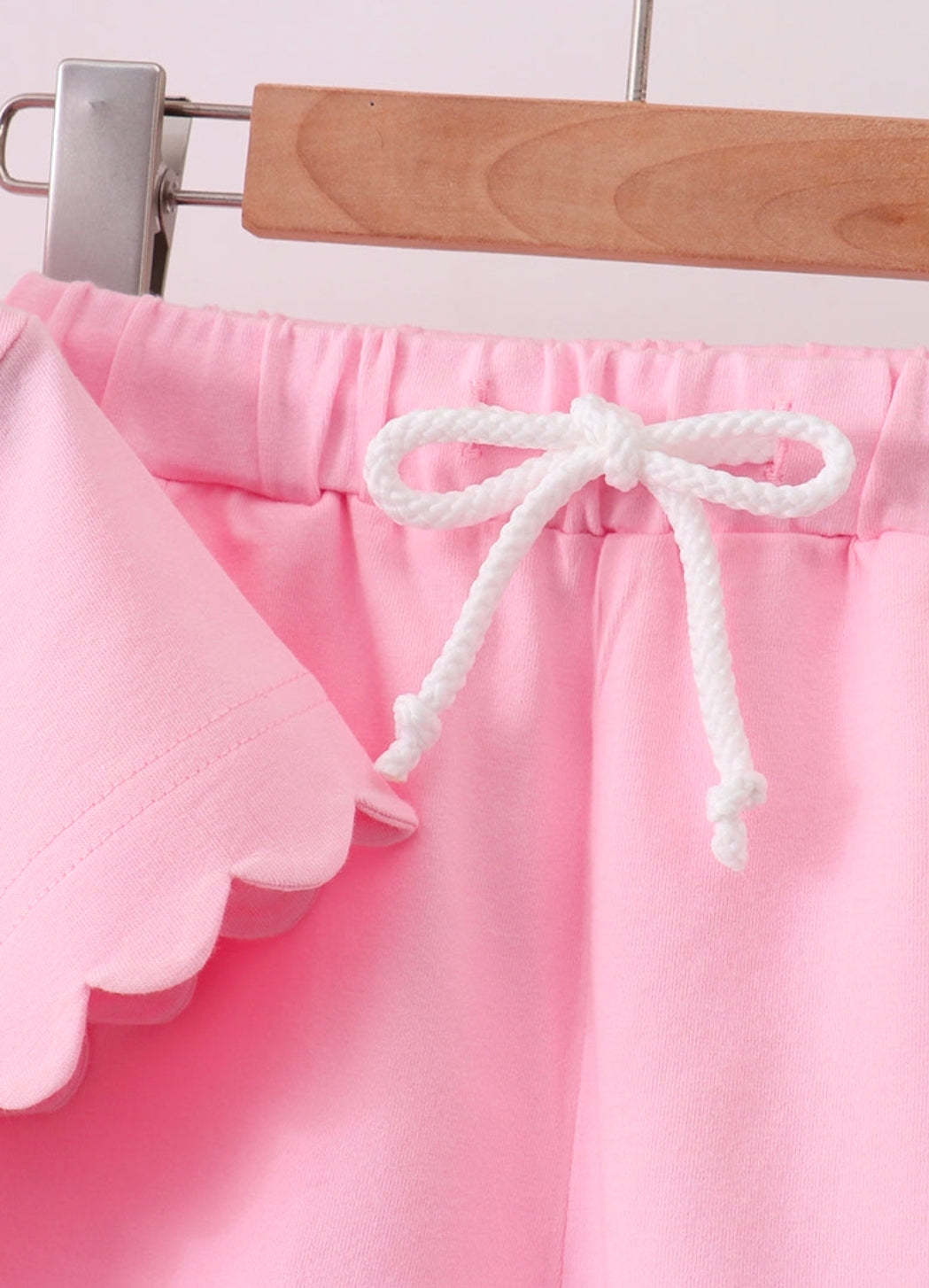 Pink Scalloped Shorts Set