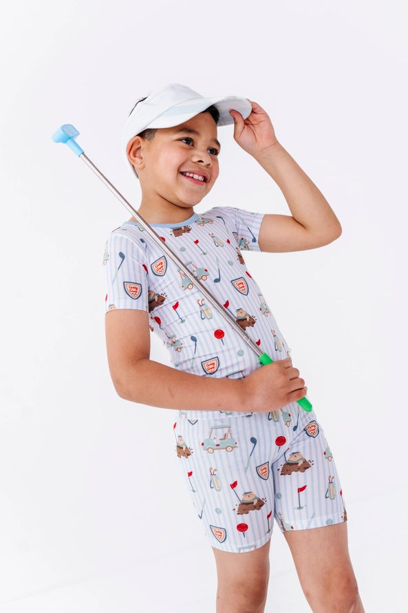 *Pre-Order* Caddy Crew Shorts Pajamas - Blue & Pink