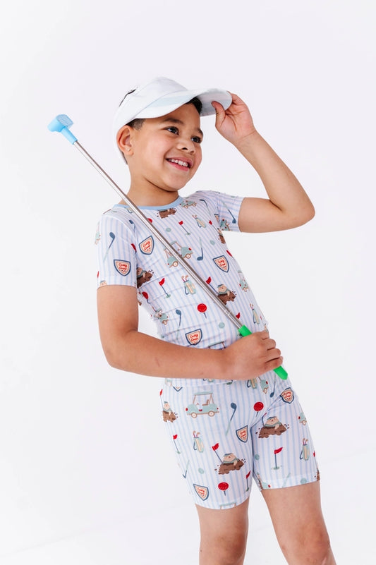 *Pre-Order* Caddy Crew Shorts Pajamas - Blue & Pink