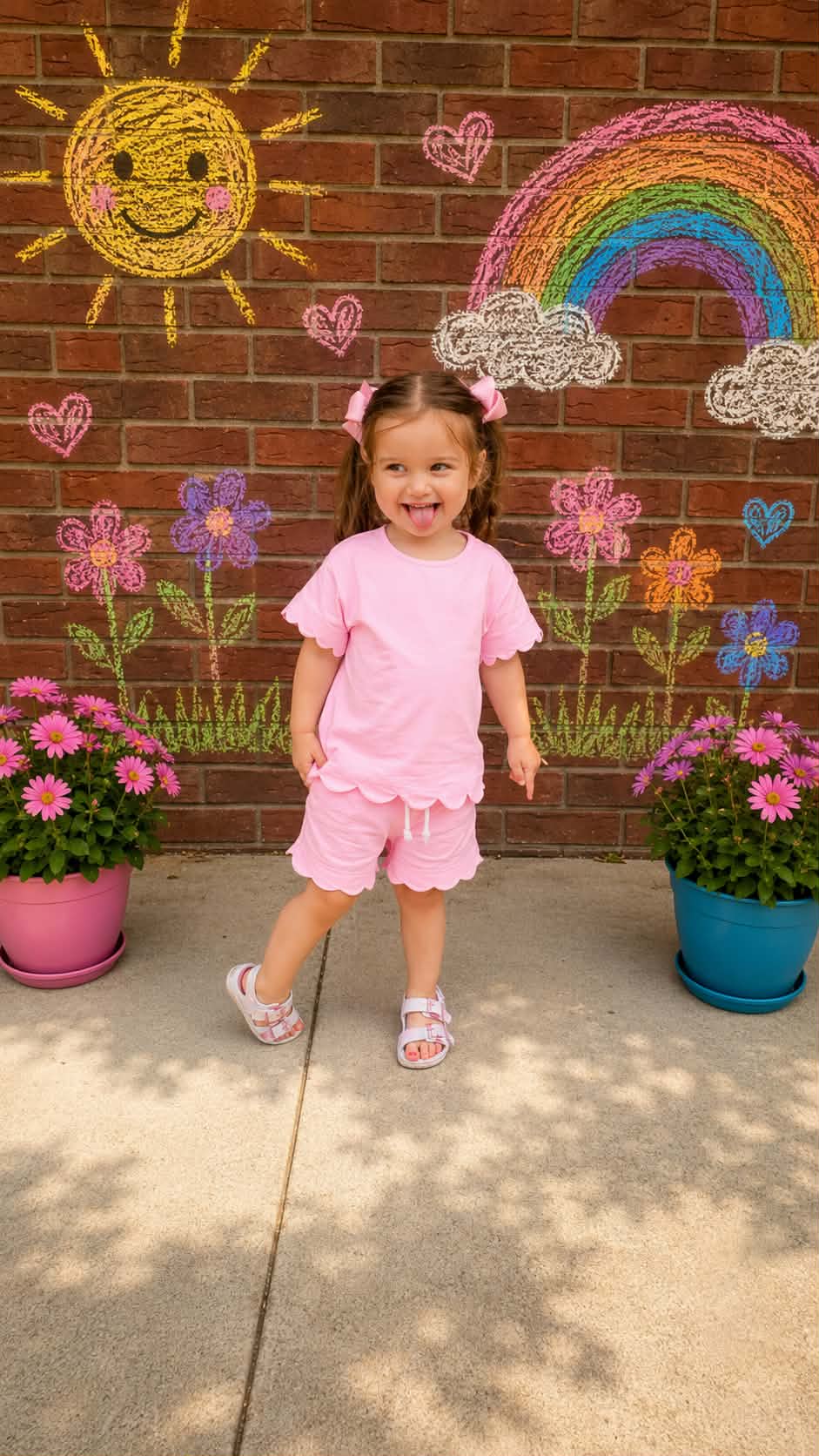 Pink Scalloped Shorts Set