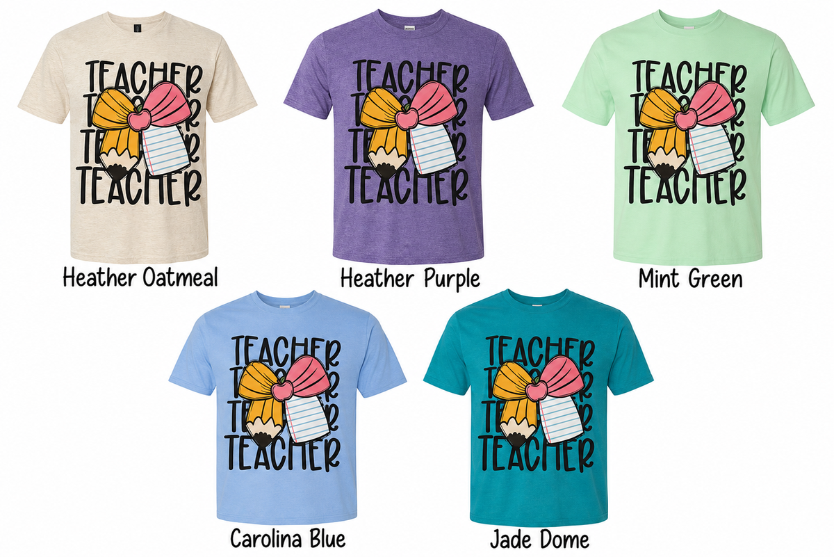 Teacher with Bow Adult Shirt (Gildan SoftStyle)