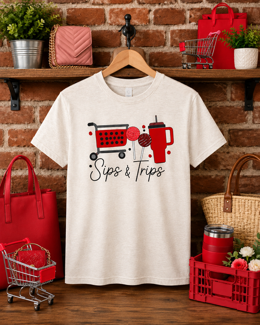 Sips and Trips Adult Shirt (Gildan SoftStyle)