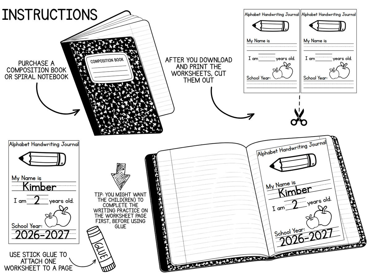 Alphabet Handwriting Journal Worksheet Pages