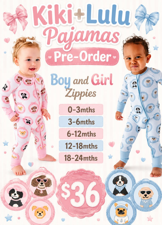 KiKi+LuLu: PREORDER Boy/Girl Dog Zippie PJ's