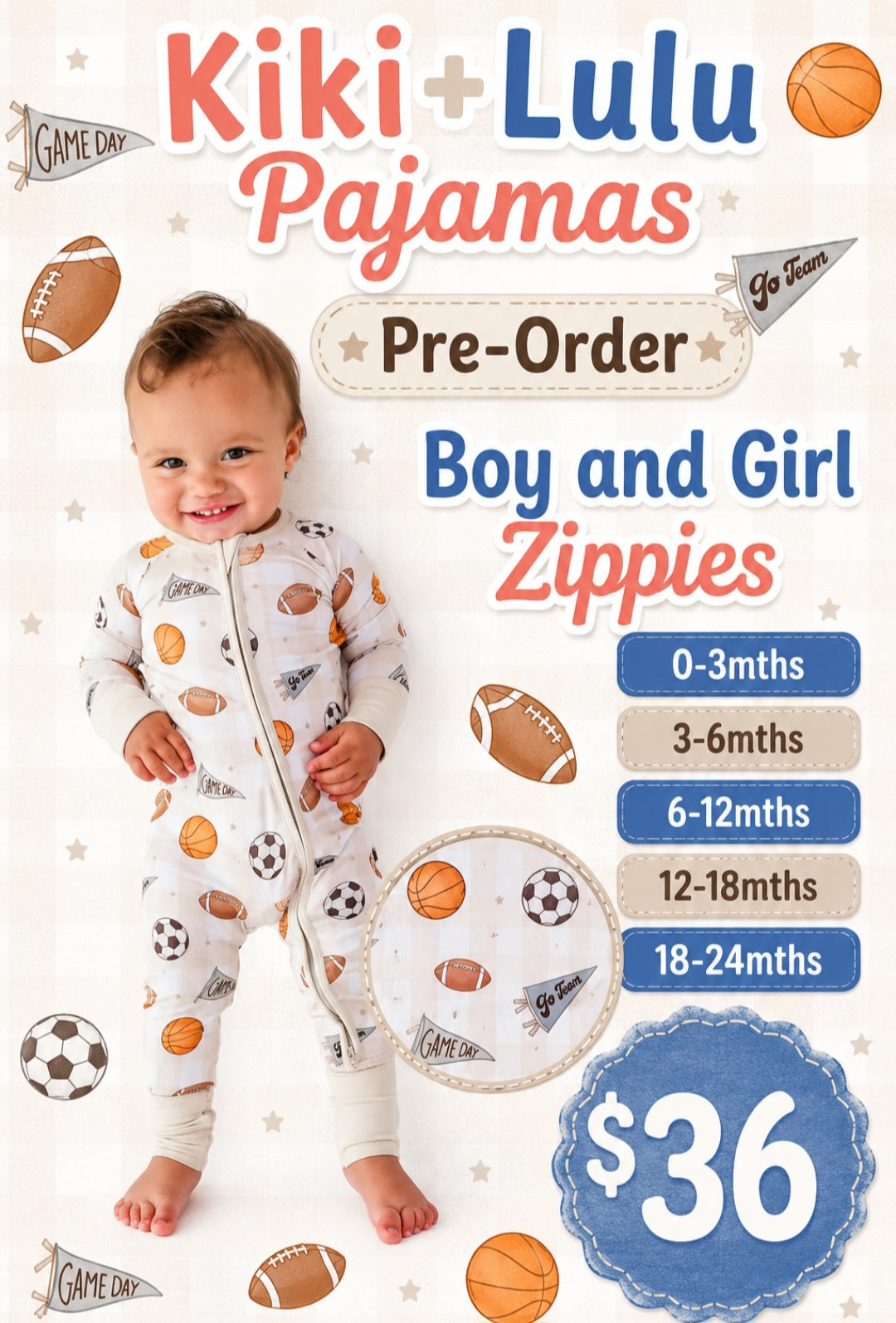 KiKi+LuLu: PREORDER Sports Zippie PJ's