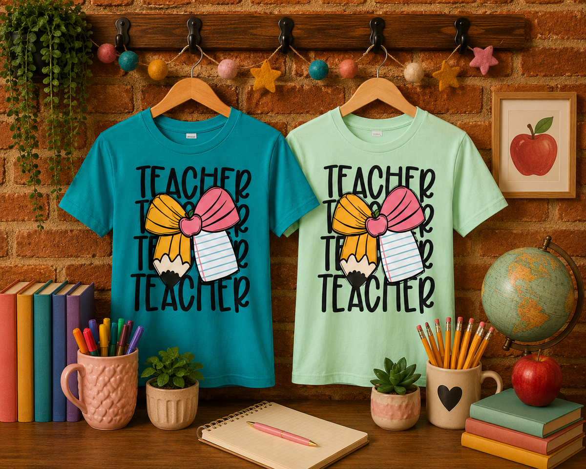 Teacher with Bow Adult Shirt (Gildan SoftStyle)