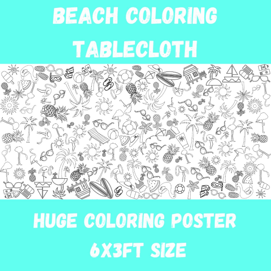 Beach Coloring Tablecloth