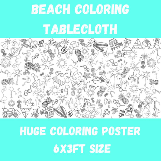Beach Coloring Tablecloth