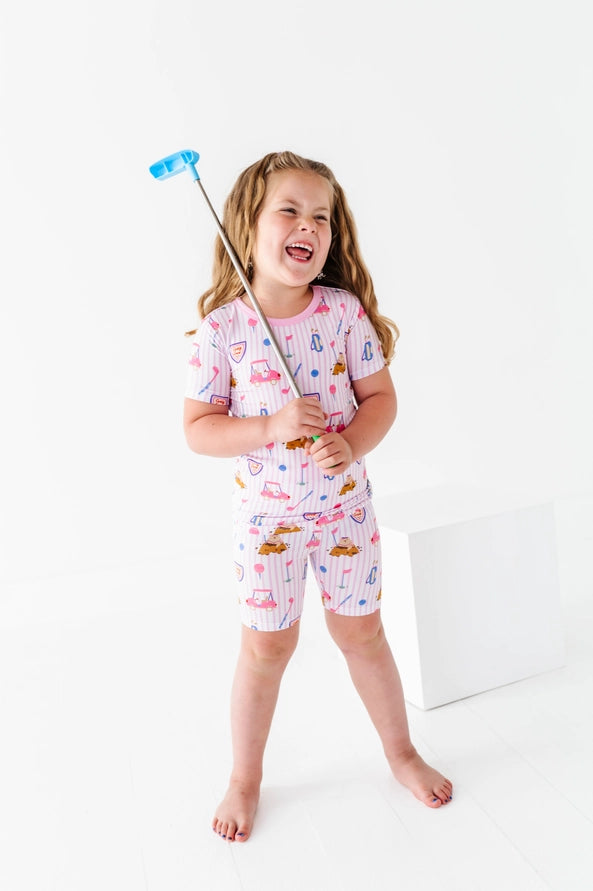 *Pre-Order* Caddy Crew Shorts Pajamas - Blue & Pink