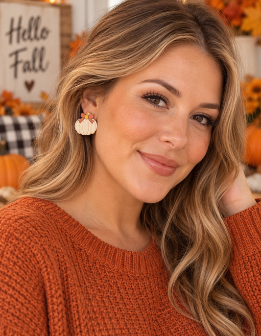 Fall Pumpkin Stud Earrings