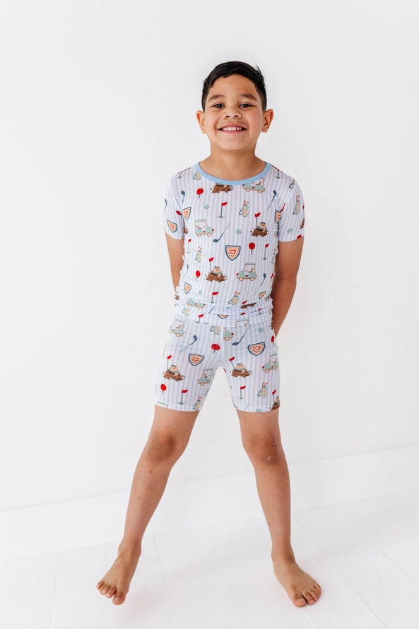 *Pre-Order* Caddy Crew Shorts Pajamas - Blue & Pink