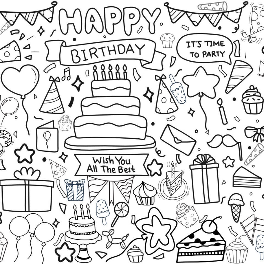 Birthday Party Coloring Tablecloth | Kids Activity