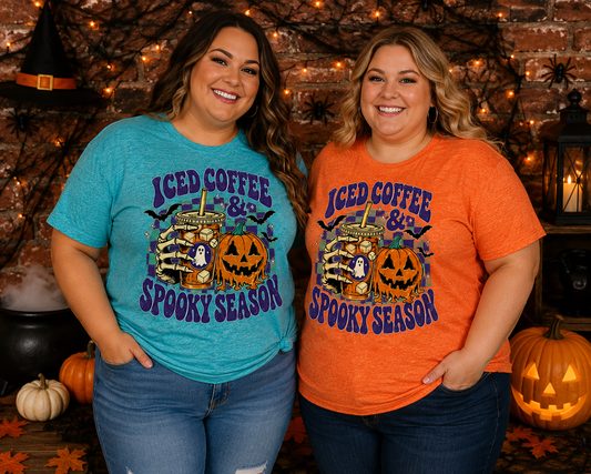 Iced Coffee & Spooky Season Adult Shirt (Gildan SoftStyle)