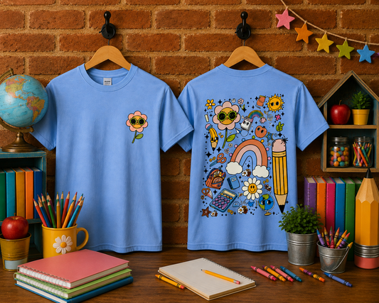 School Supplies Adult Shirt- Front & Back (Gildan SoftStyle)